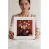 Vincent Van Gogh - Fleurs - Doğal Ahşap Çerçeveli Taş Tablo
