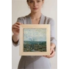 Vincent Van Gogh - Vue de Paris prise de Montmartre - Doğal Ahşap Çerçeveli Taş Tablo