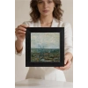 Vincent Van Gogh - Vue de Paris prise de Montmartre - Doğal Ahşap Çerçeveli Taş Tablo