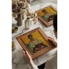 Vincent Van Gogh - İtalyan Kadın - Doğal Ahşap Çerçeveli Taş Tablo