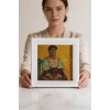 Vincent Van Gogh - İtalyan Kadın - Doğal Ahşap Çerçeveli Taş Tablo