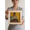 Vincent Van Gogh - İtalyan Kadın - Doğal Ahşap Çerçeveli Taş Tablo
