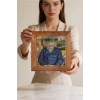 Vincent Van Gogh - Père Tanguy Portresi - Doğal Ahşap Çerçeveli Taş Tablo