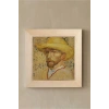 Vincent Van Gogh - Self-Portrait with a Straw Hat - Doğal Ahşap Çerçeveli Taş Tablo