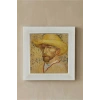 Vincent Van Gogh - Self-Portrait with a Straw Hat - Doğal Ahşap Çerçeveli Taş Tablo