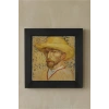 Vincent Van Gogh - Self-Portrait with a Straw Hat - Doğal Ahşap Çerçeveli Taş Tablo