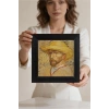 Vincent Van Gogh - Self-Portrait with a Straw Hat - Doğal Ahşap Çerçeveli Taş Tablo