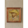 Vincent Van Gogh - Self-Portrait with a Straw Hat - Doğal Ahşap Çerçeveli Taş Tablo