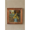 Vincent Van Gogh - Flowers in a Blue Vase - Doğal Ahşap Çerçeveli Taş Tablo