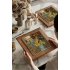 Vincent Van Gogh - Flowers in a Blue Vase - Doğal Ahşap Çerçeveli Taş Tablo