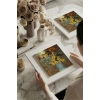Vincent Van Gogh - Flowers in a Blue Vase - Doğal Ahşap Çerçeveli Taş Tablo