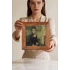 Vincent Van Gogh - Portrait of Léonie Rose Charbuy-Davy - Doğal Ahşap Çerçeveli Taş Tablo