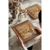 Vincent Van Gogh - French Novels and Glass With a Rose - Doğal Ahşap Çerçeveli Taş Tablo