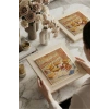 Vincent Van Gogh - French Novels and Glass With a Rose - Doğal Ahşap Çerçeveli Taş Tablo