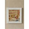 Vincent Van Gogh - French Novels and Glass With a Rose - Doğal Ahşap Çerçeveli Taş Tablo