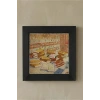 Vincent Van Gogh - French Novels and Glass With a Rose - Doğal Ahşap Çerçeveli Taş Tablo