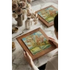 Vincent Van Gogh - Flowering Peach Trees - Doğal Ahşap Çerçeveli Taş Tablo