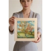 Vincent Van Gogh - Flowering Peach Trees - Doğal Ahşap Çerçeveli Taş Tablo