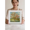 Vincent Van Gogh - Flowering Peach Trees - Doğal Ahşap Çerçeveli Taş Tablo