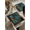 Vincent Van Gogh - Doctor Gachets Garden in Auvers - Doğal Ahşap Çerçeveli Taş Tablo