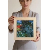 Vincent Van Gogh - Doctor Gachets Garden in Auvers - Doğal Ahşap Çerçeveli Taş Tablo