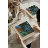 Vincent Van Gogh - Doctor Gachets Garden in Auvers - Doğal Ahşap Çerçeveli Taş Tablo