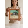 Vincent Van Gogh - Encampment of Gypsies with Caravans - Doğal Ahşap Çerçeveli Taş Tablo