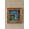 Vincent Van Gogh - Starry Night Over the Rhone - Doğal Ahşap Çerçeveli Taş Tablo