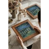 Vincent Van Gogh - Starry Night Over the Rhone - Doğal Ahşap Çerçeveli Taş Tablo