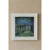 Vincent Van Gogh - Starry Night Over the Rhone - Doğal Ahşap Çerçeveli Taş Tablo