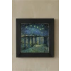 Vincent Van Gogh - Starry Night Over the Rhone - Doğal Ahşap Çerçeveli Taş Tablo