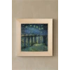 Vincent Van Gogh - Starry Night Over the Rhone - Doğal Ahşap Çerçeveli Taş Tablo