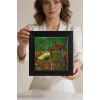Vincent Van Gogh - De stoel van Gauguin - Doğal Ahşap Çerçeveli Taş Tablo