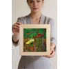 Vincent Van Gogh - De stoel van Gauguin - Doğal Ahşap Çerçeveli Taş Tablo