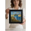 Vincent Van Gogh - Langlois Köprüsü - Doğal Ahşap Çerçeveli Taş Tablo