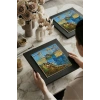 Vincent Van Gogh - Langlois Köprüsü - Doğal Ahşap Çerçeveli Taş Tablo