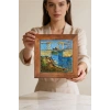 Vincent Van Gogh - Langlois Köprüsü - Doğal Ahşap Çerçeveli Taş Tablo