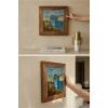Vincent Van Gogh - Langlois Köprüsü - Doğal Ahşap Çerçeveli Taş Tablo