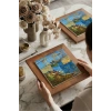 Vincent Van Gogh - Langlois Köprüsü - Doğal Ahşap Çerçeveli Taş Tablo