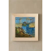 Vincent Van Gogh - Langlois Köprüsü - Doğal Ahşap Çerçeveli Taş Tablo