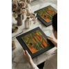 Vincent Van Gogh - Les Alyscamps - Doğal Ahşap Çerçeveli Taş Tablo