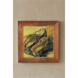 Vincent Van Gogh -A Pair of Shoes Taş Tablo - Doğal Ahşap Çerçeveli Taş Tablo