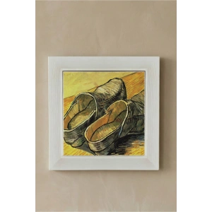 Vincent Van Gogh -A Pair of Shoes - Doğal Ahşap Çerçeveli Taş Tablo
