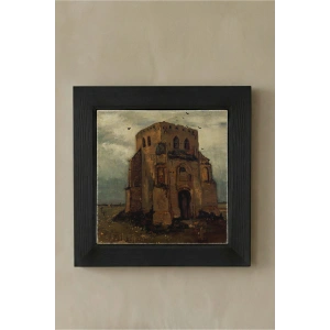 Vincent Van Gogh - Nuenende Eski Kilise Kulesi - Doğal Ahşap Çerçeveli Taş Tablo