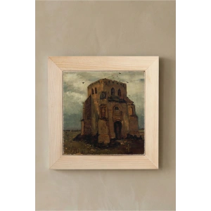 Vincent Van Gogh - Nuenende Eski Kilise Kulesi - Doğal Ahşap Çerçeveli Taş Tablo