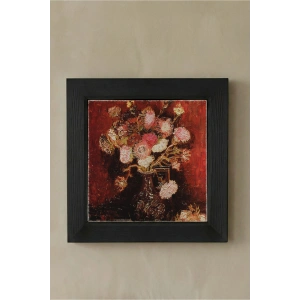 Vincent Van Gogh - Fleurs - Doğal Ahşap Çerçeveli Taş Tablo