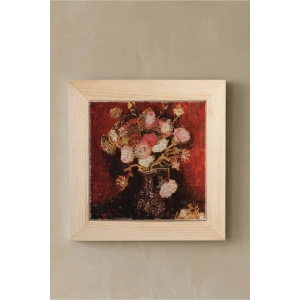 Vincent Van Gogh - Fleurs - Doğal Ahşap Çerçeveli Taş Tablo