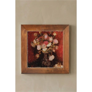 Vincent Van Gogh - Fleurs - Doğal Ahşap Çerçeveli Taş Tablo
