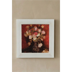 Vincent Van Gogh - Fleurs - Doğal Ahşap Çerçeveli Taş Tablo