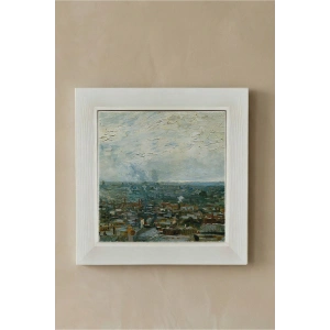 Vincent Van Gogh - Vue de Paris prise de Montmartre - Doğal Ahşap Çerçeveli Taş Tablo